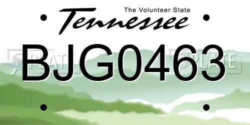 BJG0463 Tennessee License Plate