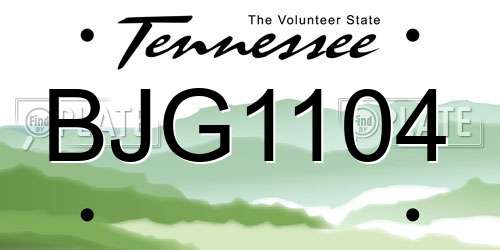BJG1104 Tennessee License Plate