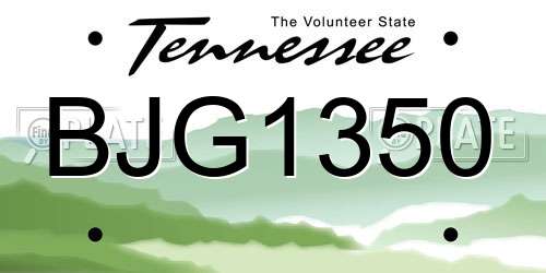 BJG1350 Tennessee License Plate