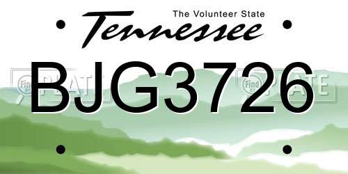BJG3726 Tennessee License Plate