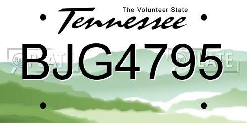 BJG4795 Tennessee License Plate