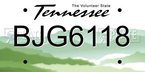 BJG6118 Tennessee License Plate