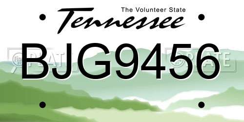 BJG9456 Tennessee License Plate