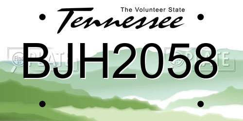BJH2058 Tennessee License Plate