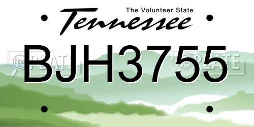 BJH3755 Tennessee License Plate