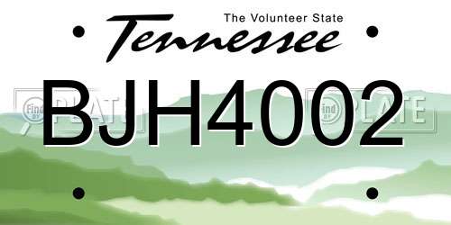BJH4002 Tennessee License Plate
