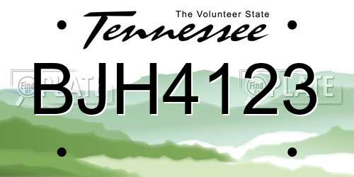 BJH4123 Tennessee License Plate