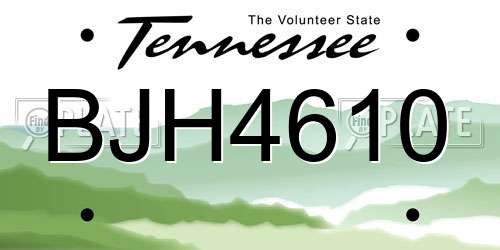 BJH4610 Tennessee License Plate