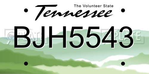 BJH5543 Tennessee License Plate