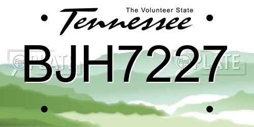 BJH7227 Tennessee License Plate