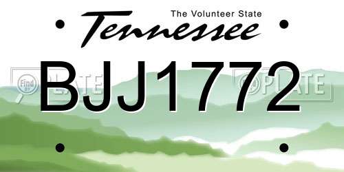 BJJ1772 Tennessee License Plate