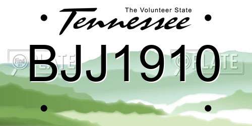 BJJ1910 Tennessee License Plate