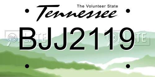 BJJ2119 Tennessee License Plate