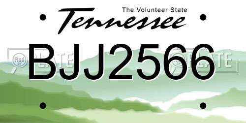BJJ2566 Tennessee License Plate