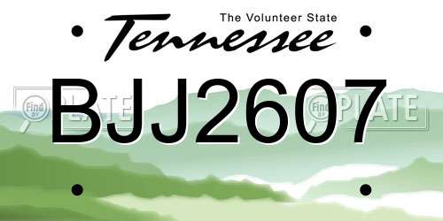 BJJ2607 Tennessee License Plate