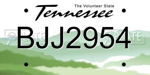 BJJ2954 Tennessee License Plate