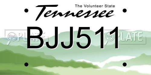 BJJ511 Tennessee License Plate