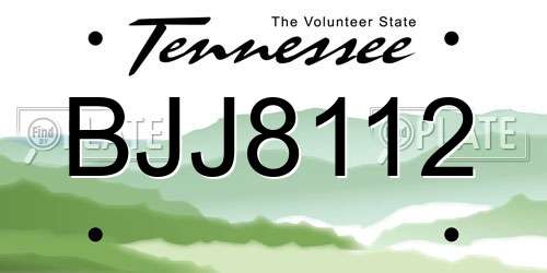BJJ8112 Tennessee License Plate