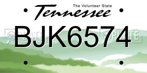BJK6574 Tennessee License Plate