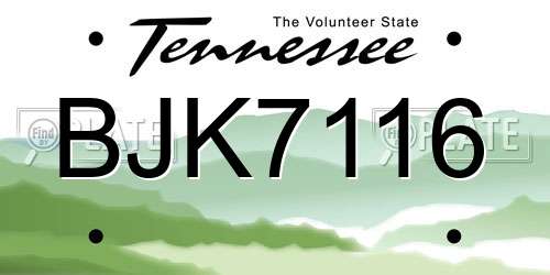 BJK7116 Tennessee License Plate