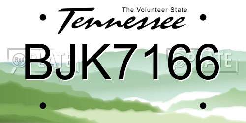 BJK7166 Tennessee License Plate