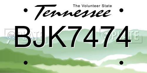BJK7474 Tennessee License Plate