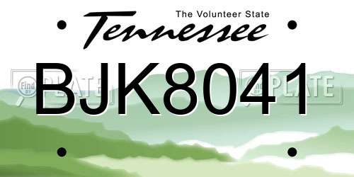 BJK8041 Tennessee License Plate