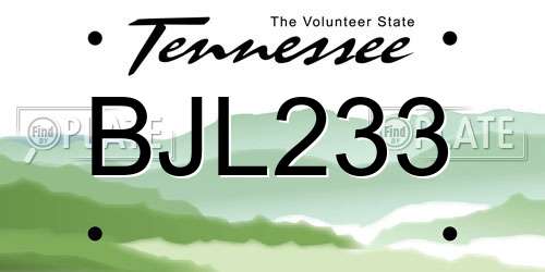 BJL233 Tennessee License Plate