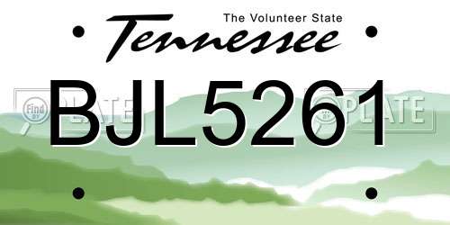 BJL5261 Tennessee License Plate
