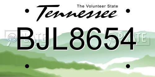 BJL8654 Tennessee License Plate