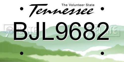 BJL9682 Tennessee License Plate