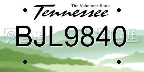 BJL9840 Tennessee License Plate