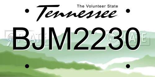 BJM2230 Tennessee License Plate