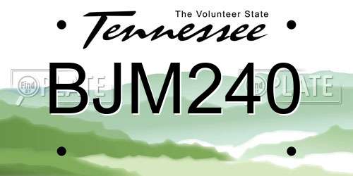 BJM240 Tennessee License Plate