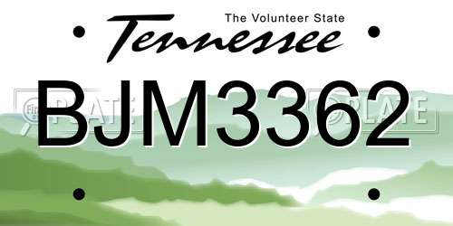 BJM3362 Tennessee License Plate