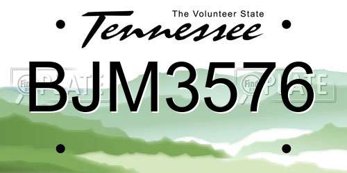 BJM3576 Tennessee License Plate