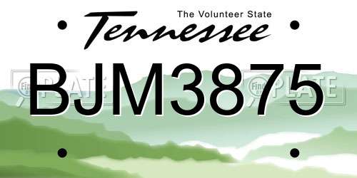 BJM3875 Tennessee License Plate