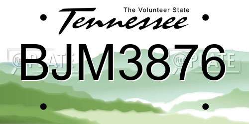 BJM3876 Tennessee License Plate