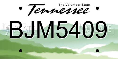 BJM5409 Tennessee License Plate