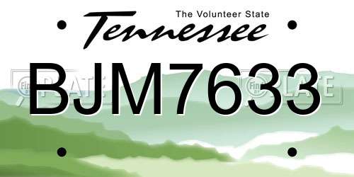 BJM7633 Tennessee License Plate