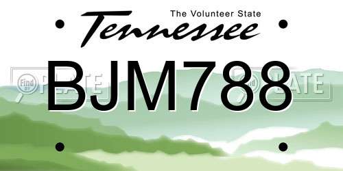 BJM788 Tennessee License Plate