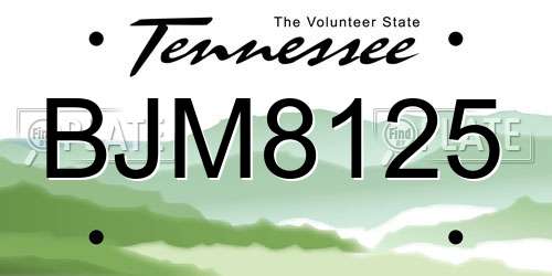 BJM8125 Tennessee License Plate