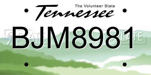 BJM8981 Tennessee License Plate