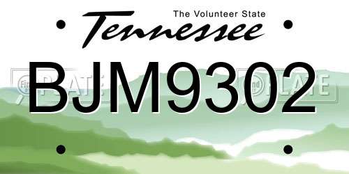 BJM9302 Tennessee License Plate