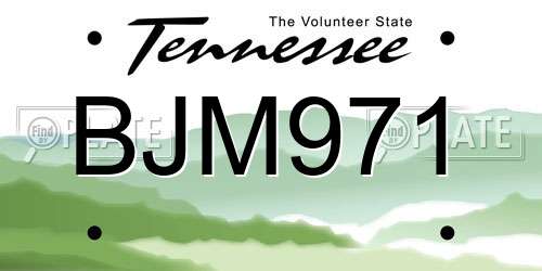 BJM971 Tennessee License Plate