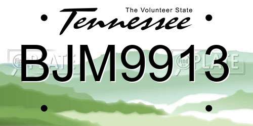 BJM9913 Tennessee License Plate