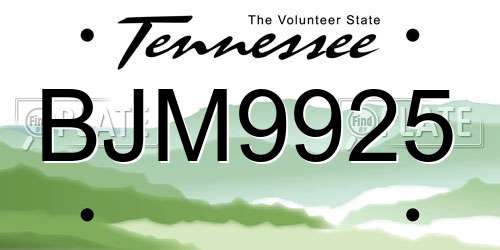 BJM9925 Tennessee License Plate