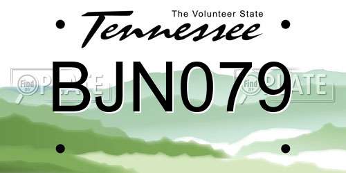 BJN079 Tennessee License Plate