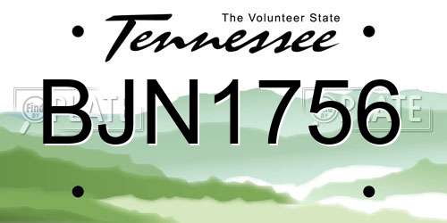 BJN1756 Tennessee License Plate
