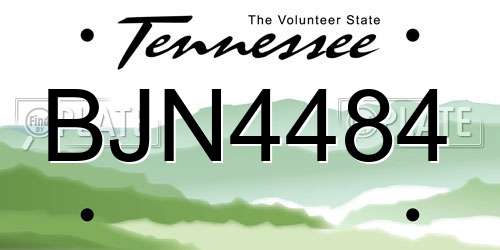 BJN4484 Tennessee License Plate